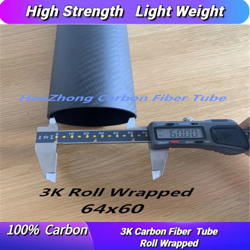 3k Carbon Fiber Tube 55mm~114mm x 1000mm(1M) Roll Wrapped Pole Light Weight High Strength High Corrosion Resistance