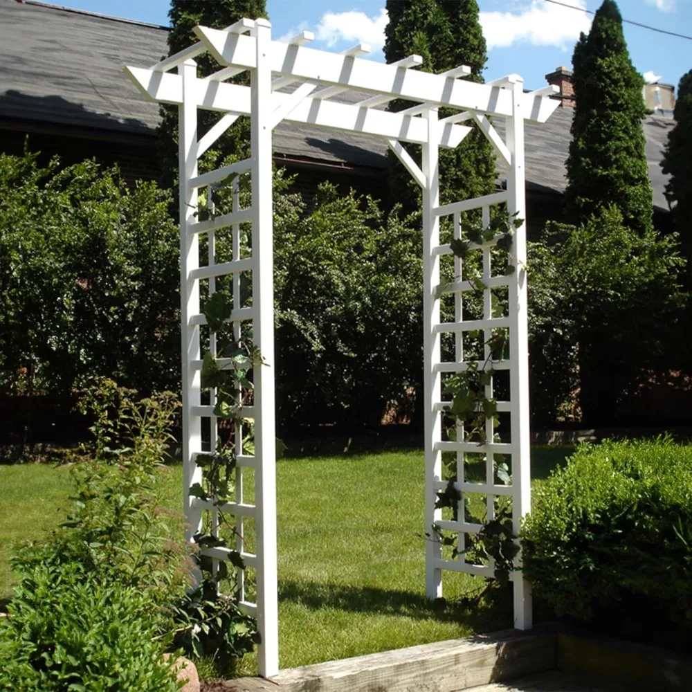 

Vinyl Garden Archway for Outdoors, 64" X 85", White - Backyard Decorative Arch and, Customized
