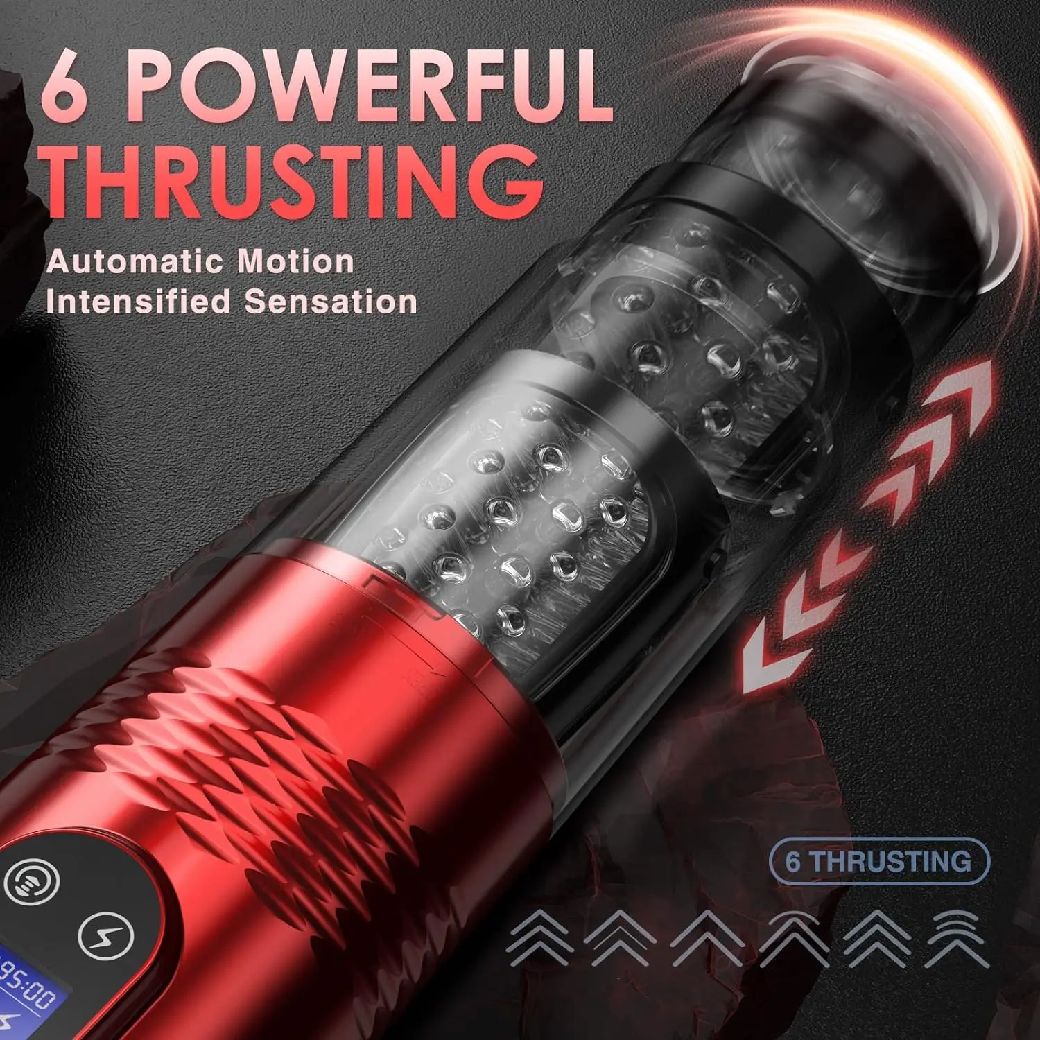 Male Masturbator Adult Sex Toys - Fully Automatic Male Masturbator with 10 Vibrations and 6 Thrusts, LCD Display Male Sex Toys f