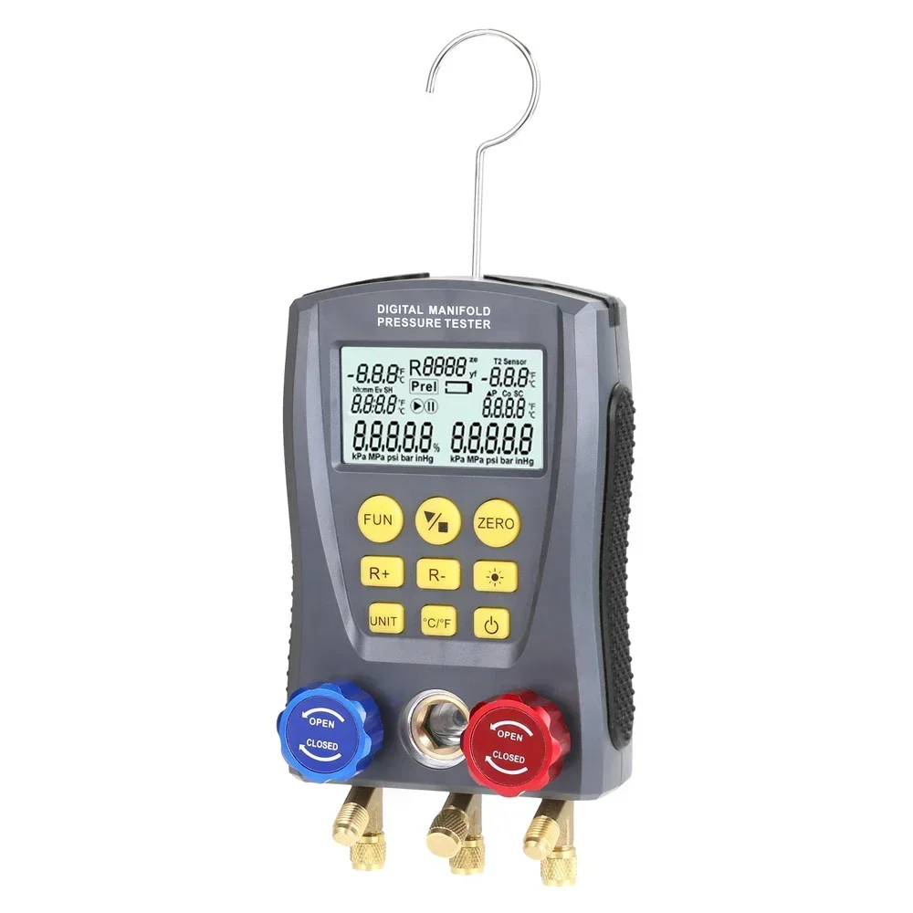 Pressure Gauge WZ-0031 Refrigeration Digital Vacuum Pressure Manifold Tester Air Conditioning Temperature Tester Valves Tool Kit