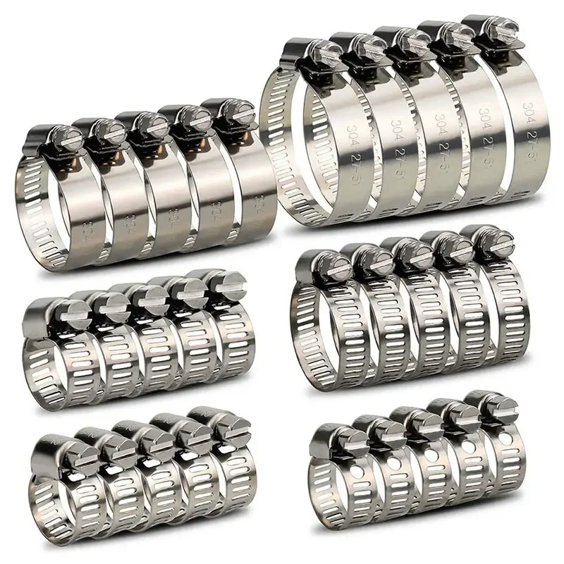 

30Pcs Hose Clamps 1/4-2 In 6-51mm Adjustable 304 Stainless Steel Quick Fixing Clamp Assortment Kit for Pipe Car Washing Machine