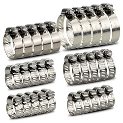 30Pcs Hose Clamps 1/4-2 In 6-51mm Adjustable 304 Stainless Steel Quick Fixing Clamp Assortment Kit for Pipe Car Washing Machine