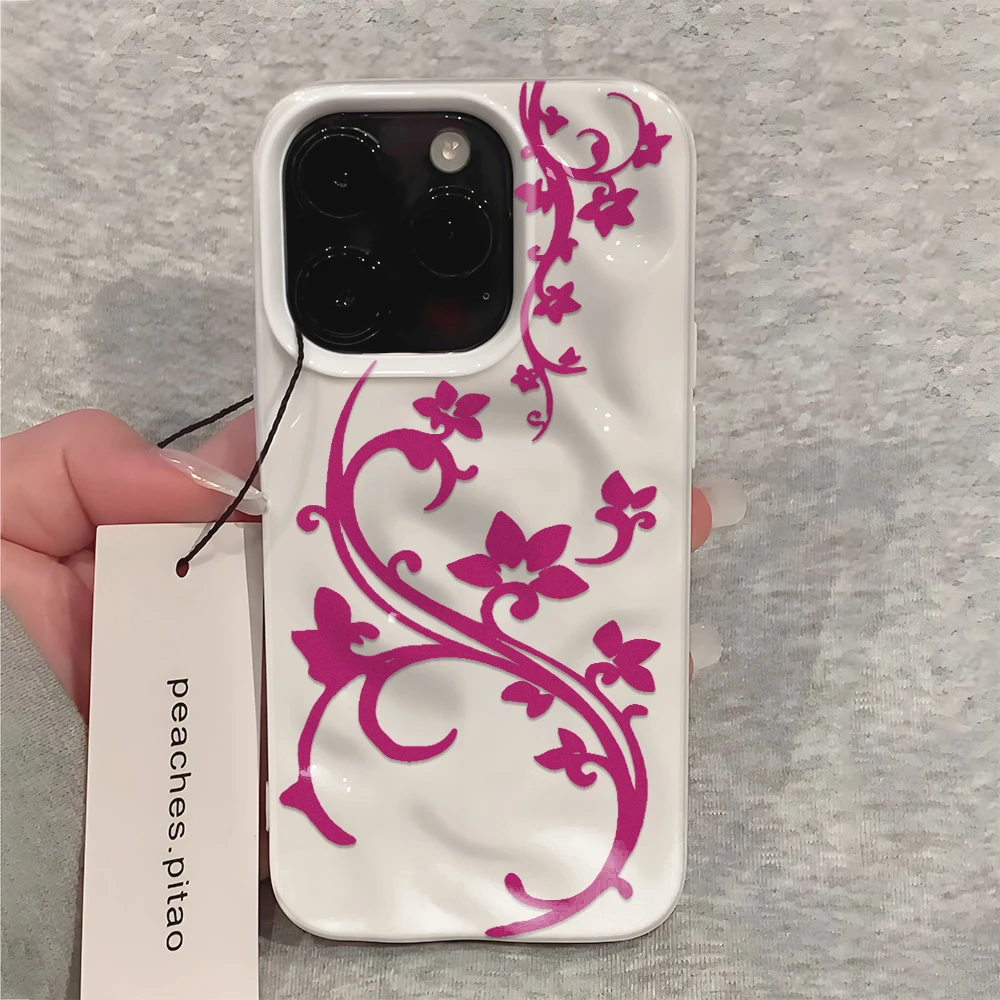 Sketch Of Flowers Phone Case For IPhone 17 Air 16 15 14 11 12 13 Pro Max Pink Silicone Cover For IPhone 14 15 16 Plus Fundas