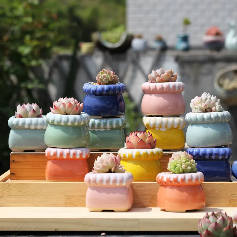 Flesh Flowerpot Fried Dough Twists Ceramic Rough Pottery Fleshy Plant Breathable Thumb Mini Cute