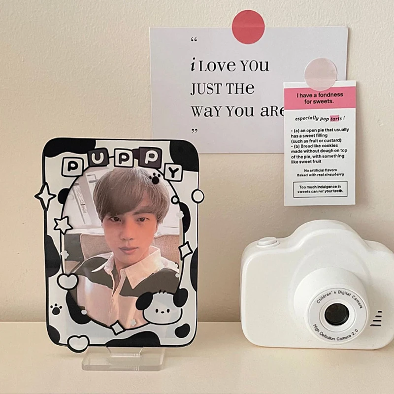 Rotatable 3 Inch Photo Frame Acrylic Cute Card Display Stand Desktop Decor Photocard Holder Idol Photo Card Sleeves Stationery