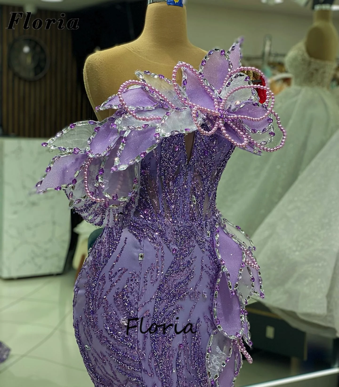 Custom Made Purple Mermaid Evening Gowns Robes De Soiree Beaded Pearls Birthday Engagement Dress Dubai Long Women Party Dresses