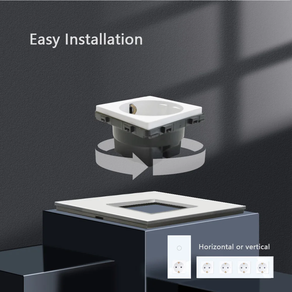 TAWOIA Factory Outlet EU Russia Germany With Safety Door Type F Plug USB Type-C Wall Power Socket DIY Parts Module 16A 250V