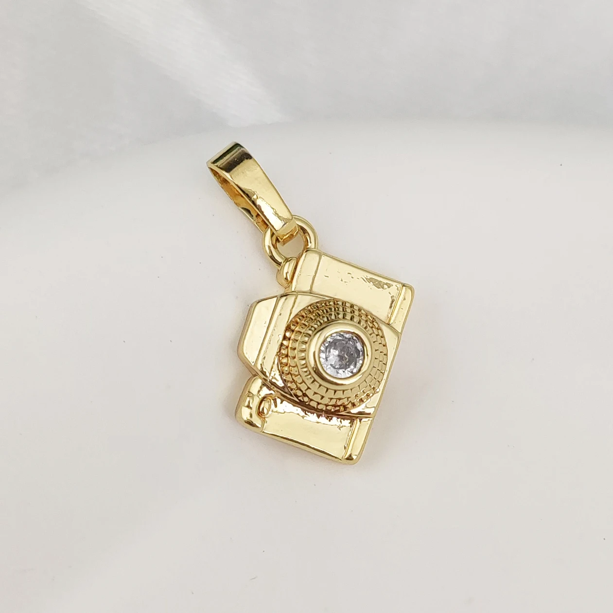 18k Gold Plated Inlaid Cubic Zirconia Pumpkin Cart Camera Black Heart Square Shape Alphabet Pendant for Women Girl DIY Jewelry