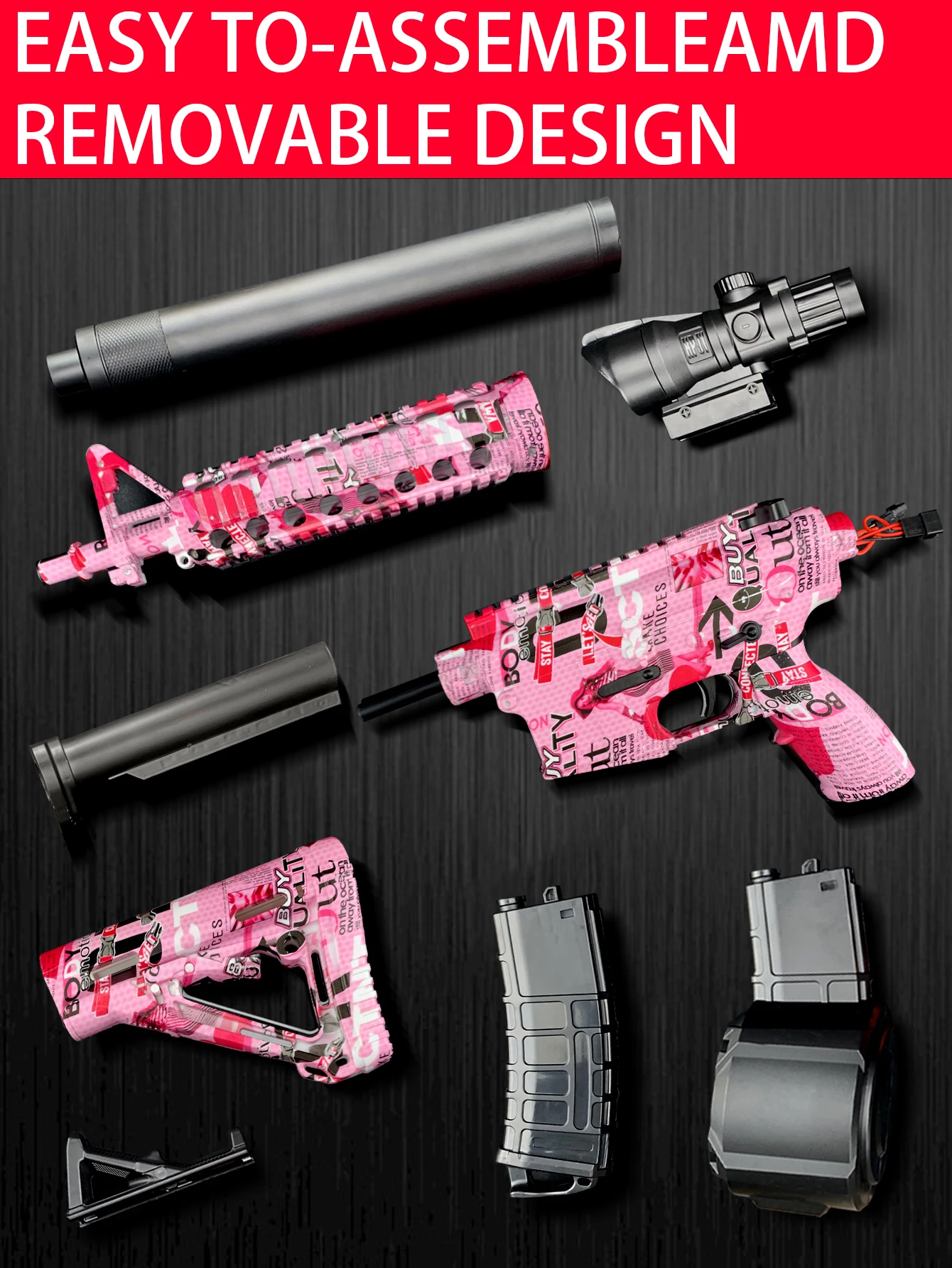 M416 blaster de gel elétrico, pistola de bola de gel, arma de brinquedo de bala de água de modo manual/automático, jogo interativo ao ar livre (sem balas)