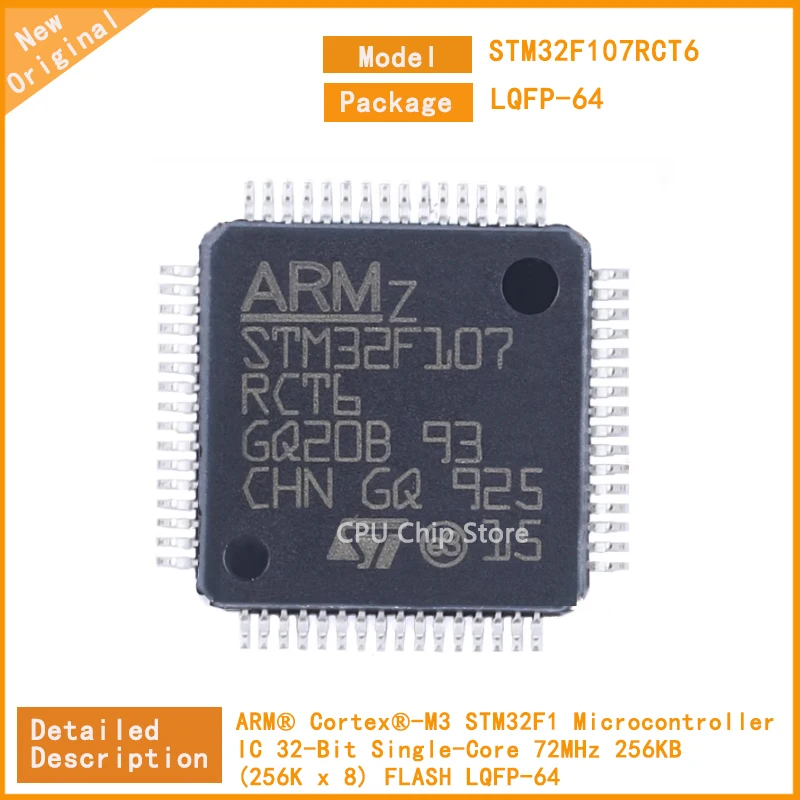 5Pcs/Lot  New Original  STM32F107RCT6 STM32F107  Microcontroller IC 32-Bit Single-Core 72MHz 256KB (256K x 8) FLASH LQFP-64