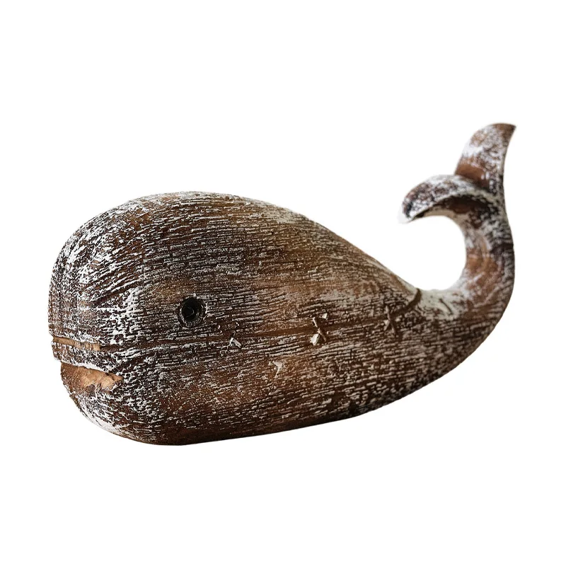 

Dropshipping Vintage Wooden Whale Ornaments Home Decorations Living Room Study Desktop Crafts Creative Decoration