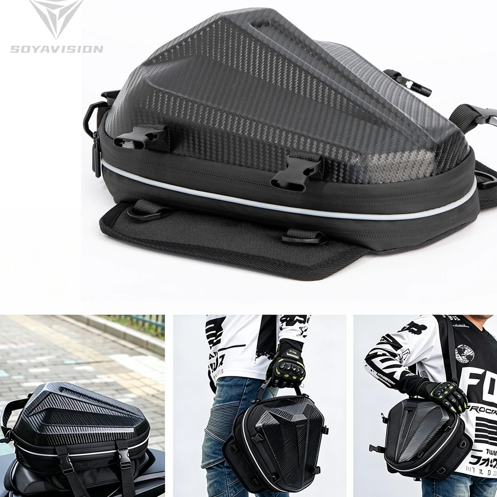 Carbon Fiber Motorcycle Bag Waterproof Motorcycle Tail Bag Tailbag Rear Pack Backseat Pack Backpack Crossbody Bag Kit Helmet Bag