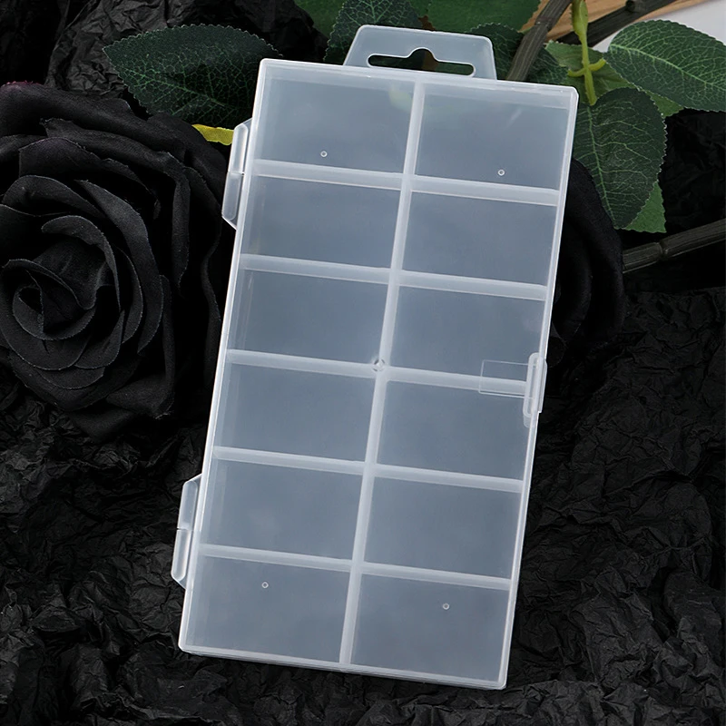 12 Grids Nails Art Organizer Box Storage Tool For False Tip Container Empty Nails Rhinestones Holder Case Organizer Jewelry Art