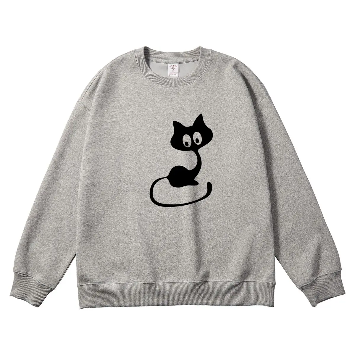 Oversized Women Pullover Cartoon Cat Graphic Woman Tops Female Sweatshirt Round Neck Long Sleeve Autumn Thick Clothes
