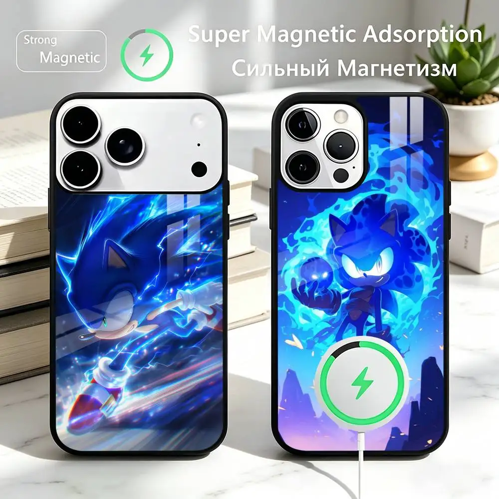 

S-Sonic & K-Knuckles Game Phone Case For iPhone17,16,15,14,13,12,11 Plus,Pro Compatible with magnetic wireless charging
