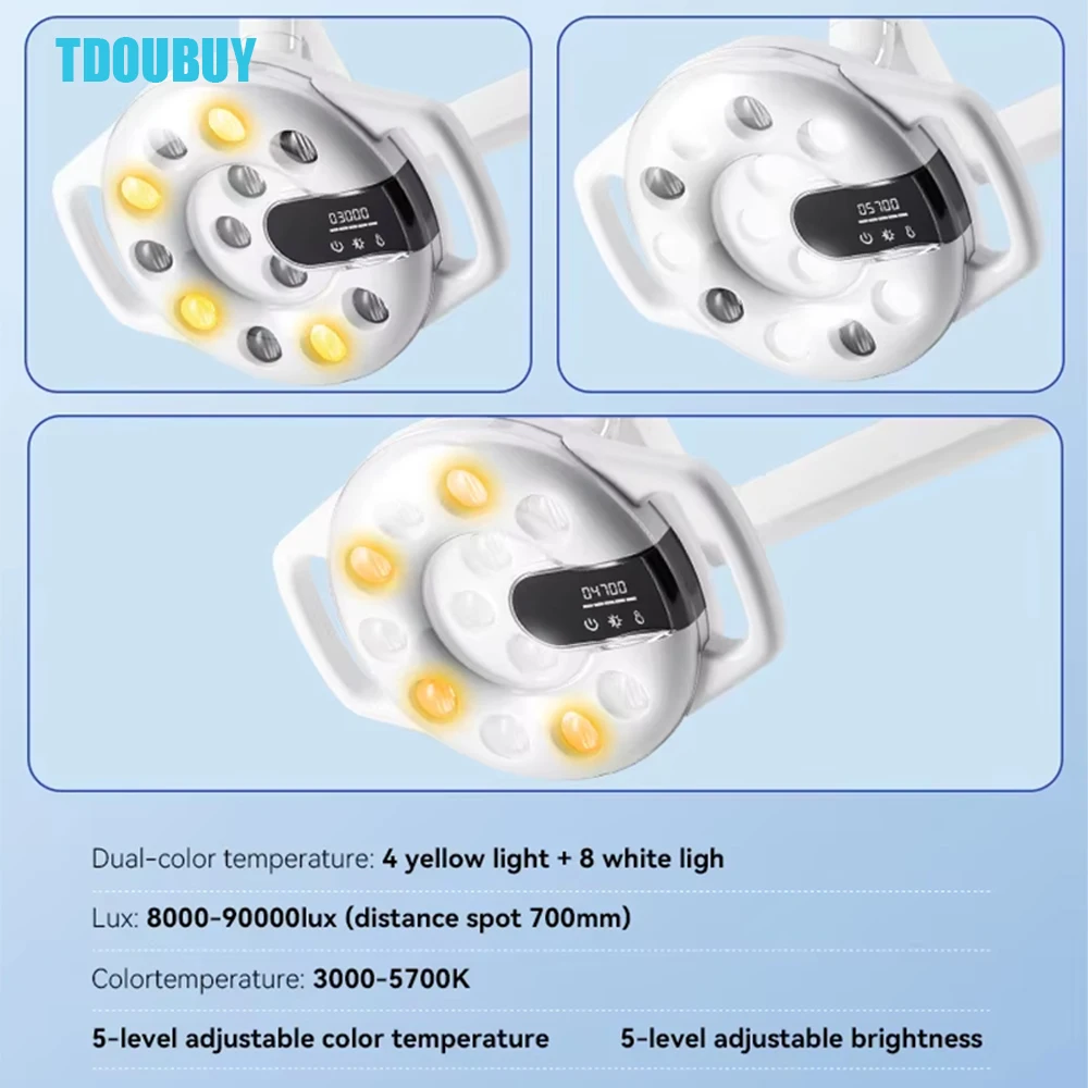 LED Ceiling Dental Surgical Operating Light - Shadowless High Brightness Lamp for Medical Clinic Beauty Salon Tattoo Pet Surgery
