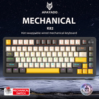 K82 Mechanical Wired Keyboard with Media Knob, APAYADO Hot Swap Gaming Keyboard, Transparent Character Backlighting,ABS Keycaps