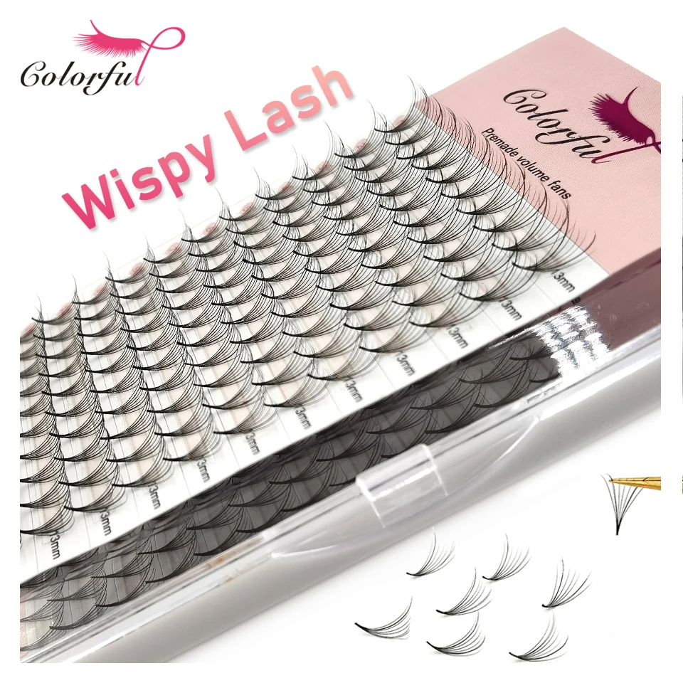 

Premade Wispy Fans Russian Volume Professional Eyelash Extension Slim Pointy Base Hybrid 7d Premade Wispy Lash Spike Volume Fans