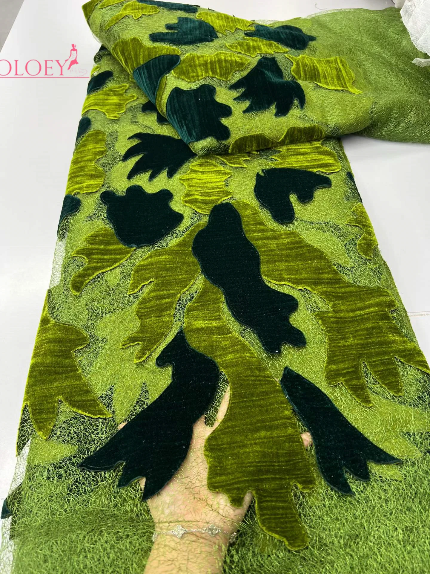 

French Bicolor Velvet Mesh Lace With Nigerian 2026 Embroidery African Flocking Lace Fabric For Women's Party Dresses 5 Yards