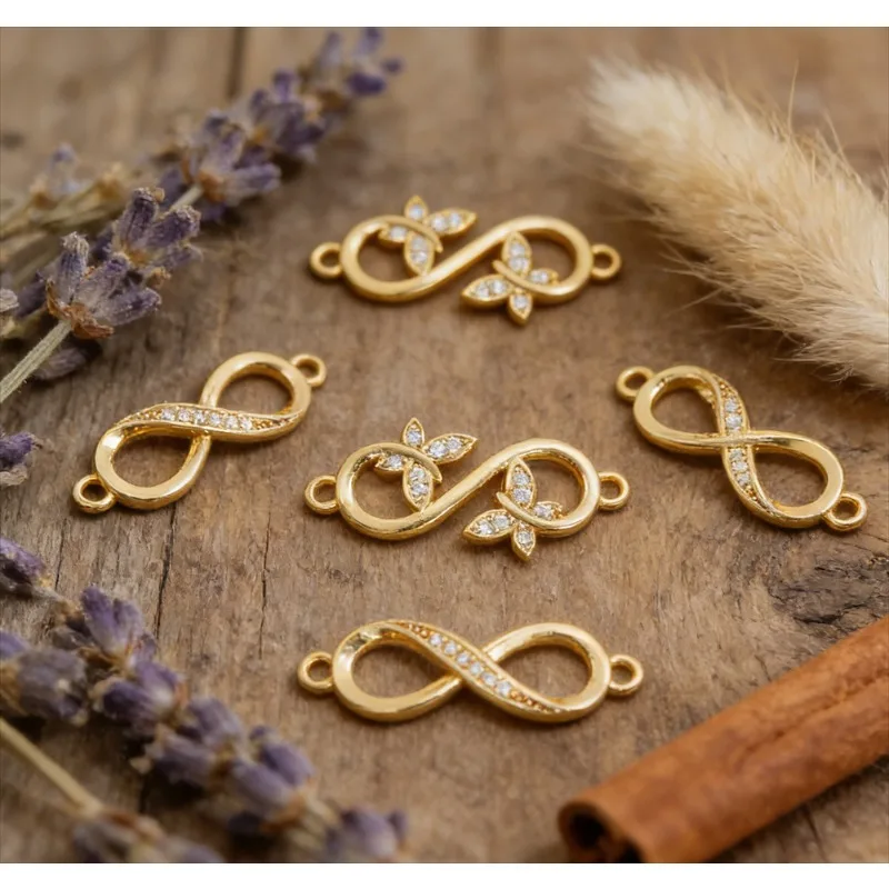 

2Pcs Connector Brass Infinity Shape Charms Cubic Zirconia for Diy Jewelry Necklace Bracelet Fashion Link Connector for Women Men