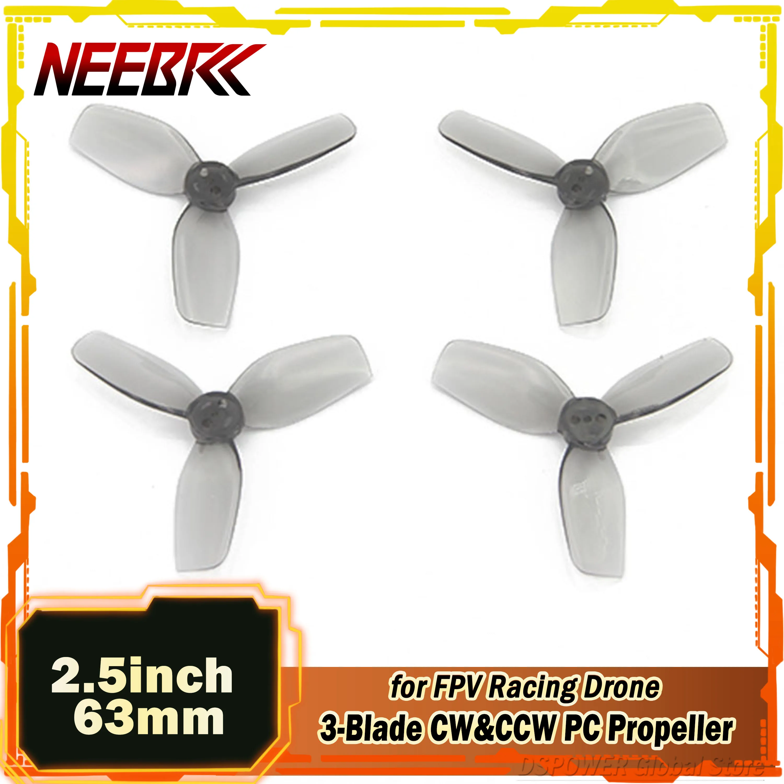 4/8PCS NEEBRC 2.5inch 63mm 3-Blade CW&CCW PC Propeller for FPV Racing Drone Freestyle Cinelog25 Defender 25 DIY Airplane Part