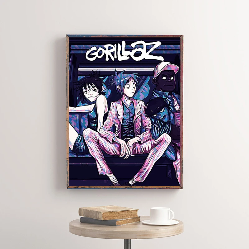 Modern Music Album Cover Poster Virtual Anime Rock Band Gorillaz Print Canvas Painting Wall Art Picture for Home Decoration