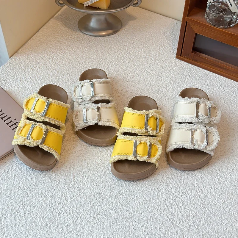 

Children Casual Shoes for Girls 2025 Summer New Fashion Korean Style Soft Bottom Anti-slippery Open-toe Princess Beach Shoes