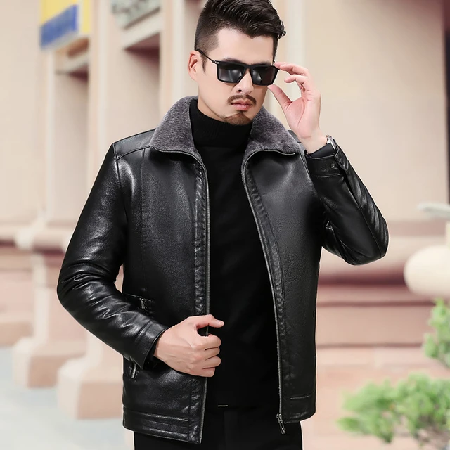 YX 605 Natural Leather Jacket Men s Plus Size Fur All in One Casual Jacket for Autumn and Winter AliExpress