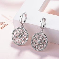 Luxury 3ct Moissanite 925 Sterling Silver Big Round Dreamcatcher Dangle Earring Jewelry Lab Dimaond Party Wedding Gift for Women