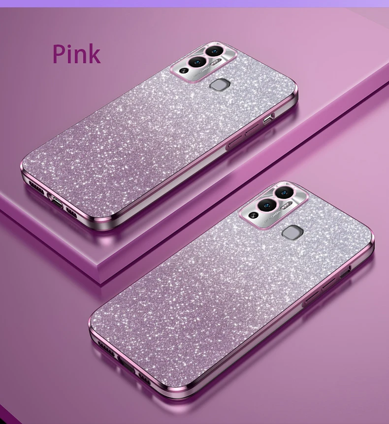 Luxury Gradient Glitter Plating Case on For Infinix Hot 40 40i 30 Hot30 30i 20 12 10 11 9 Play 11S NFC Silicone Clear Back Cover