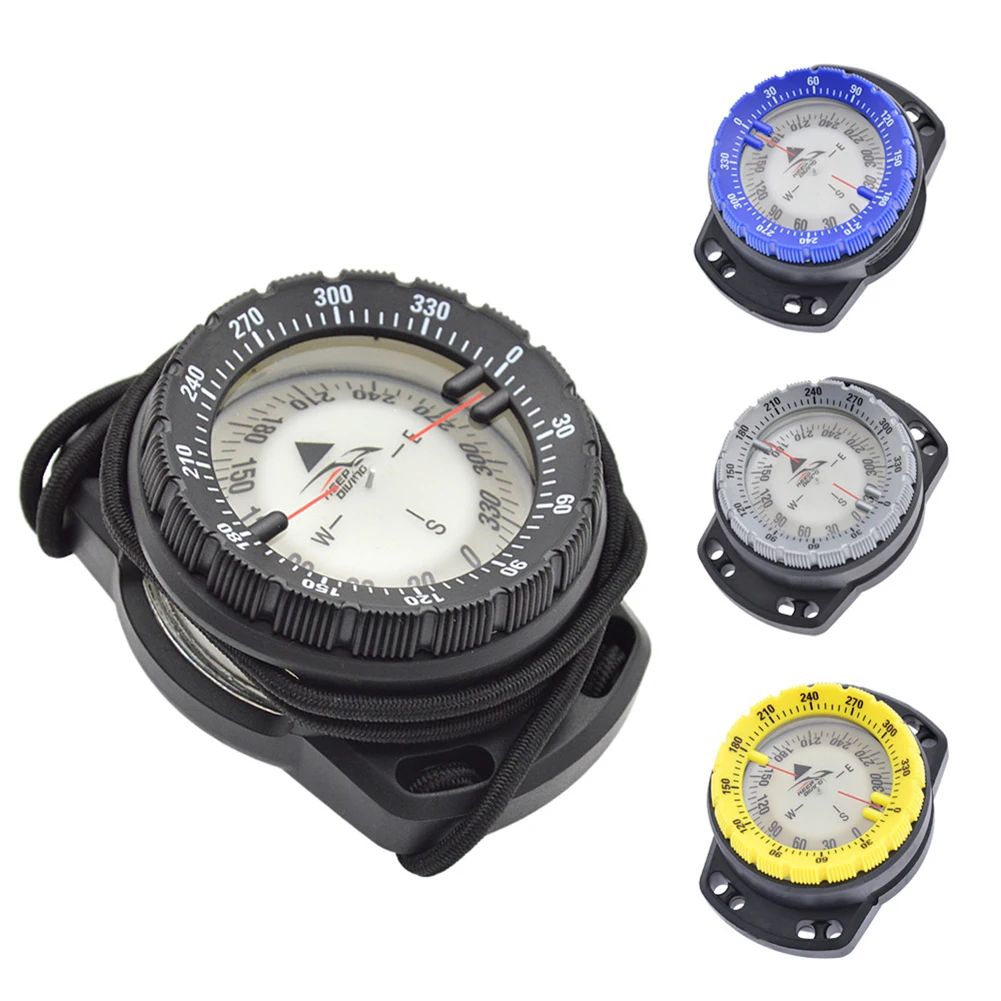 

50m Scuba Diving Compass Multi-function Camping Climbing Hiking Luminous Elastic Rope Underwater Waterproof Compass Watch