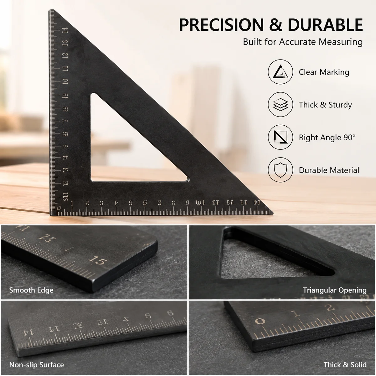 15 cm Black Triangle Ruler wit - огляд і ціна Woodworking Ruler