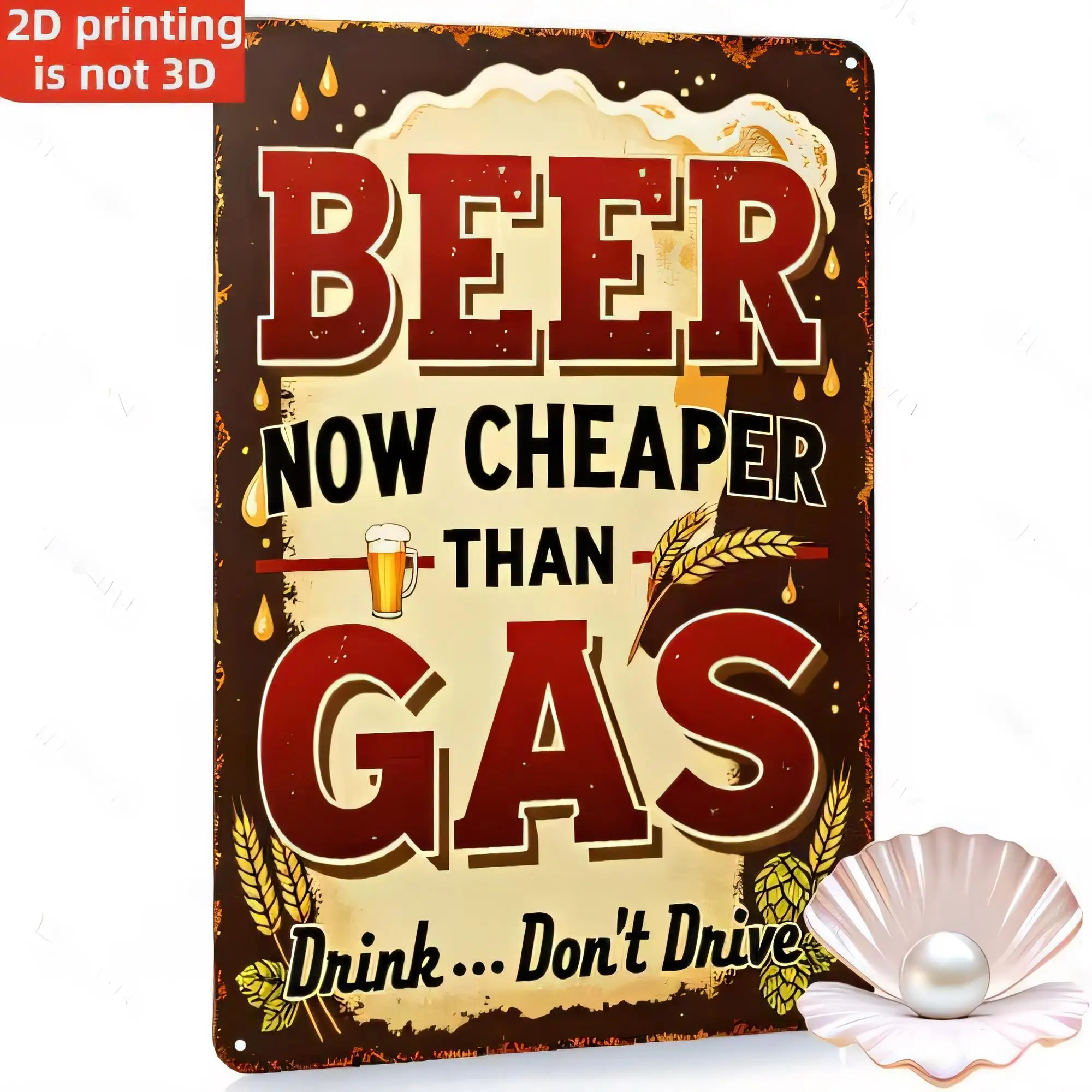 Tin Sign Beer Now Cheaper Than Gas Drink Dont Drive Vintage Metal Poster 2D Printing Not 3D Rustic Bar Pub Garage Wall Decor for