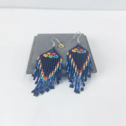 1pair Bohemian Color Block Floral Beaded Tassel Earrings Earrings