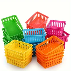 Colorful Office Storage Basket Plastic Stationery Basket Stackable Storage Basket Pencil Storage Box Household Item Storage 6pcs