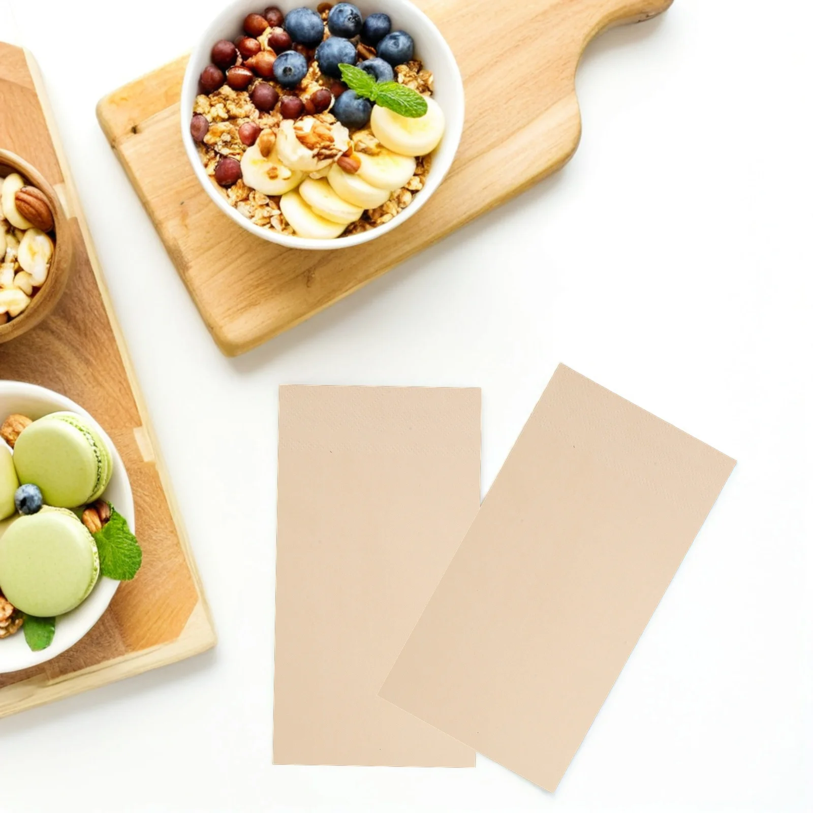 

2Packs Double Layer Dining Table Napkins Paper Beige Solid Color Rectangular Disposable for Christmas Xmas Party Holiday Lunch