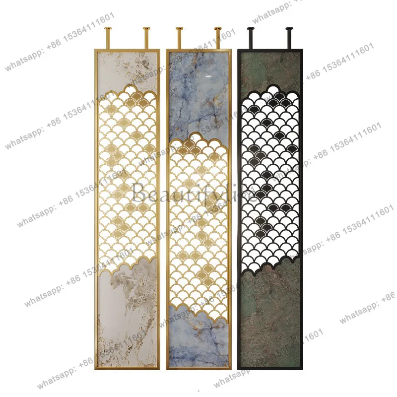 New Chinese-style hollow stainless steel screen hotel clubhouse high-end metal partition