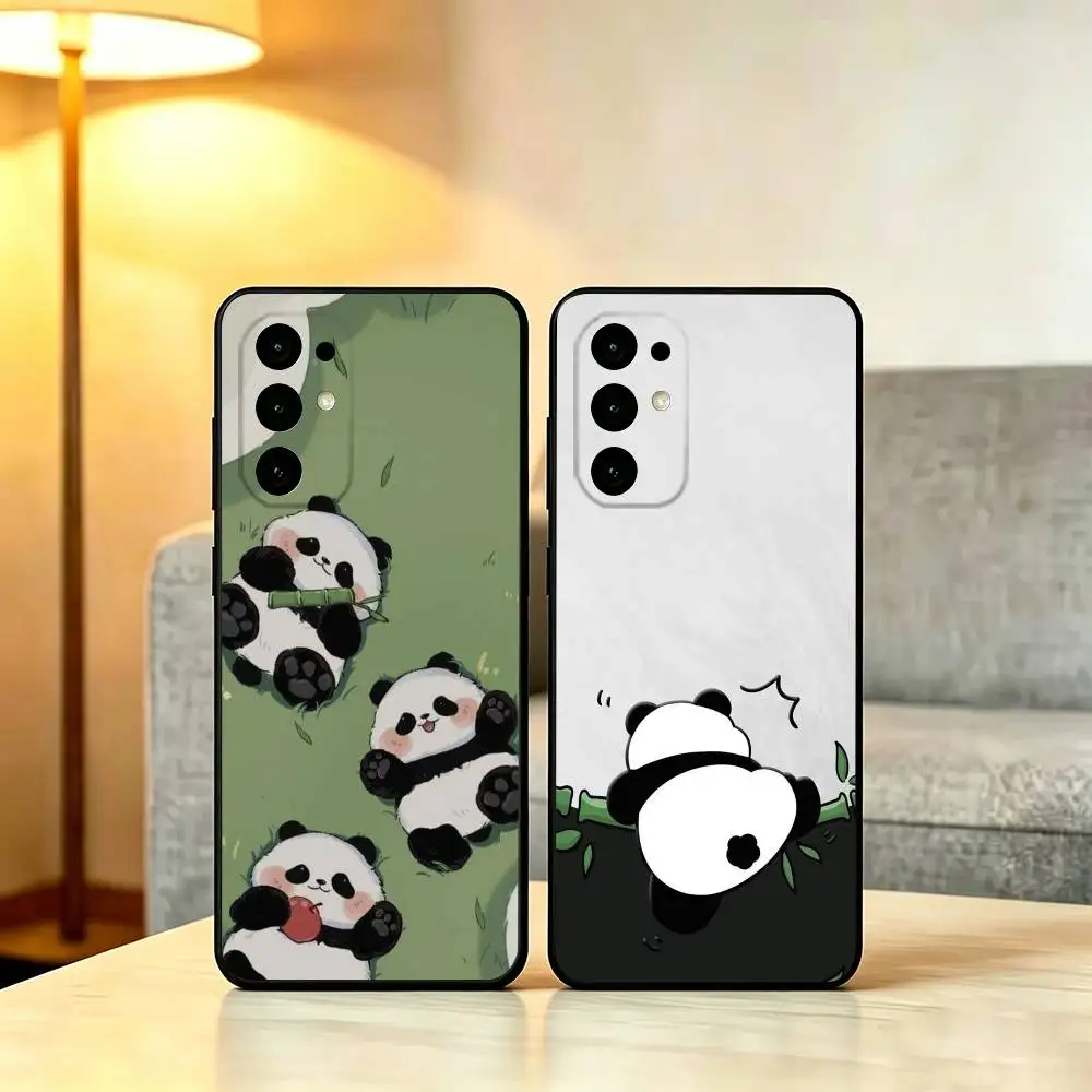 C-Cute Baby panda Phone Case For Samsung S25,S24,S21,S22,S23,S30,Ultra,S20,Plus,Fe,Lite,Note,10,Soft Black Cover