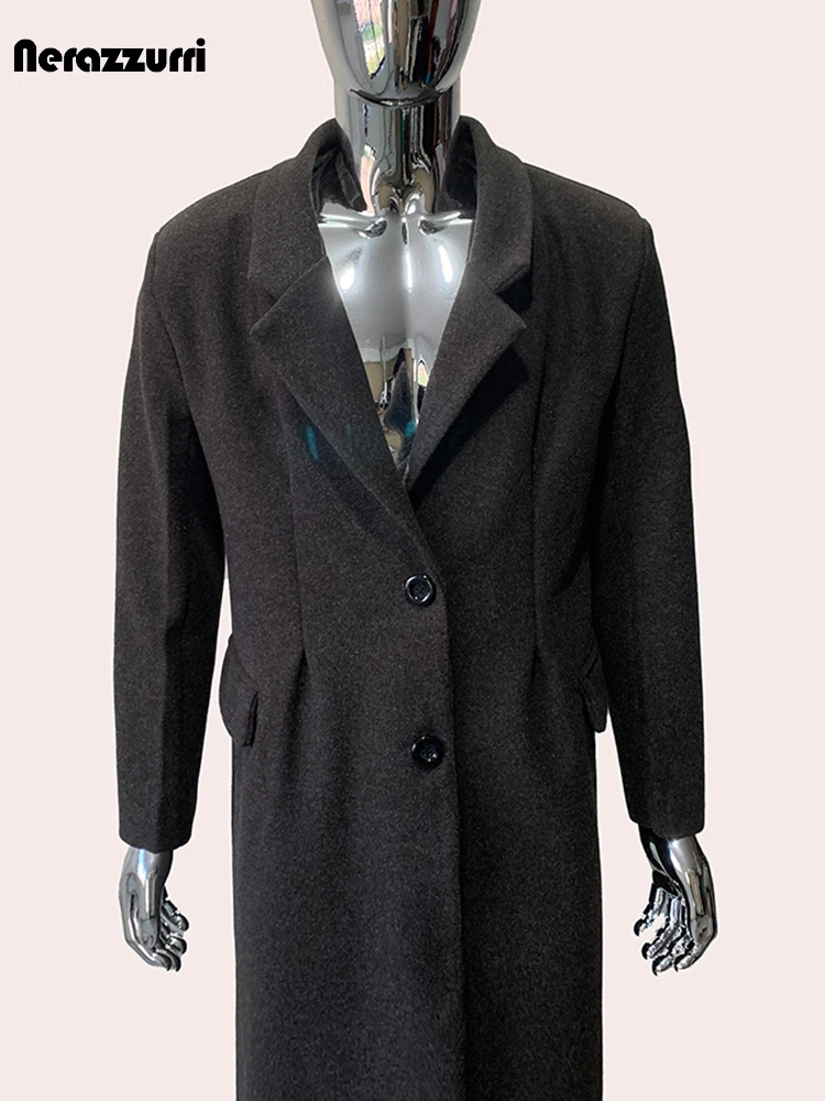 Mauroicardi Autumn Winter Long Warm Thick Fitted Woolen Coat Men Single Breasted Luxury Elegant Chic Wool Blends Overcoat 2024