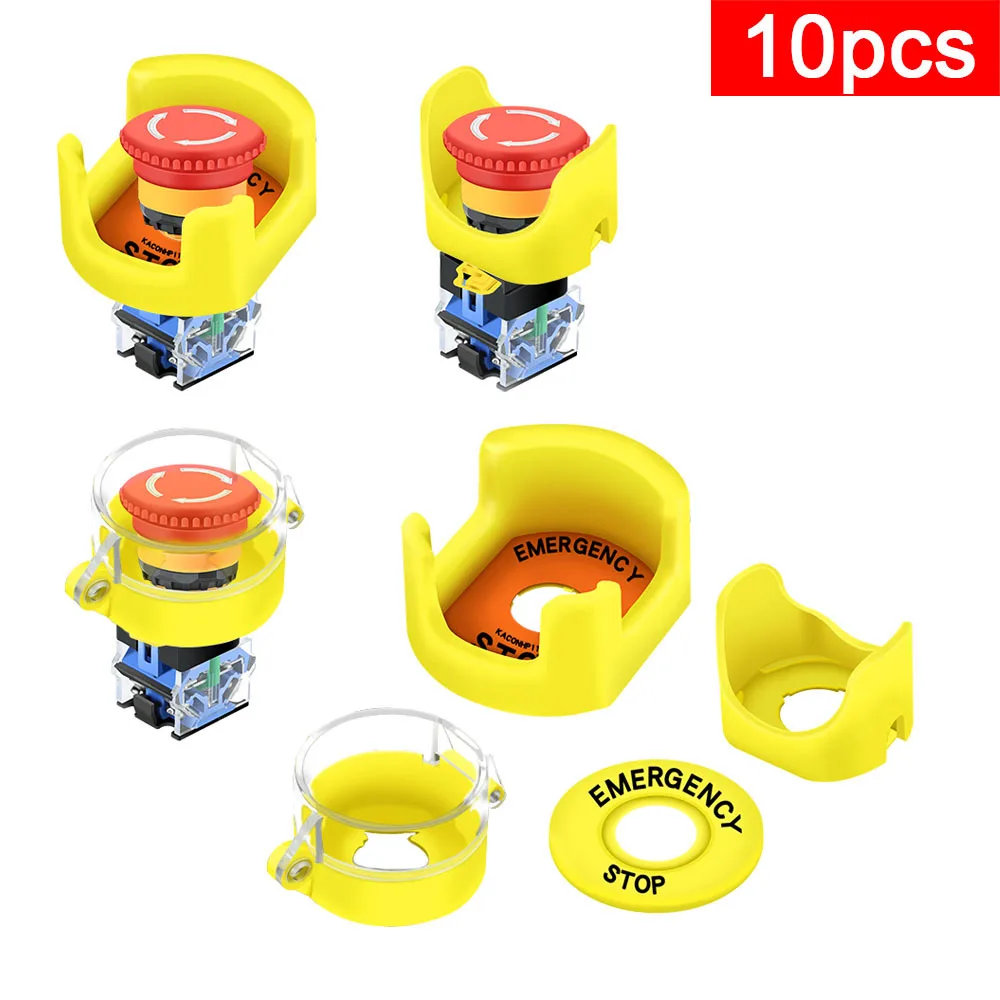 10pcs 22mm Emergency Stop Push Button Switch Protection Guard Cover Transparent Protector Box Insulated Safety Control Shell