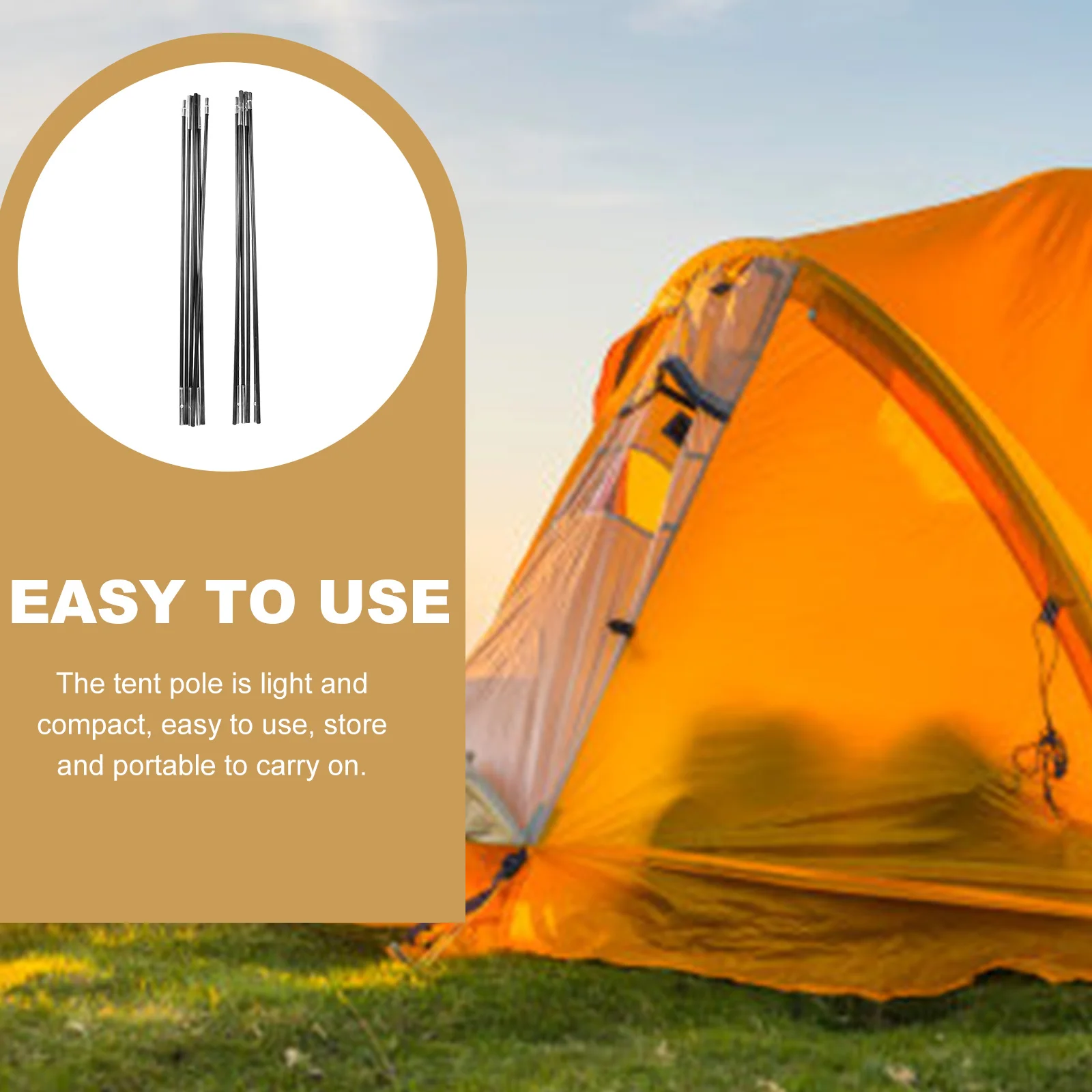 

1 set 1 Set Camping Tent Pole Kit Fiberglass Lightweight Durable Outdoor Tent Support Rod For Hiking Tarp Shelter Replacement