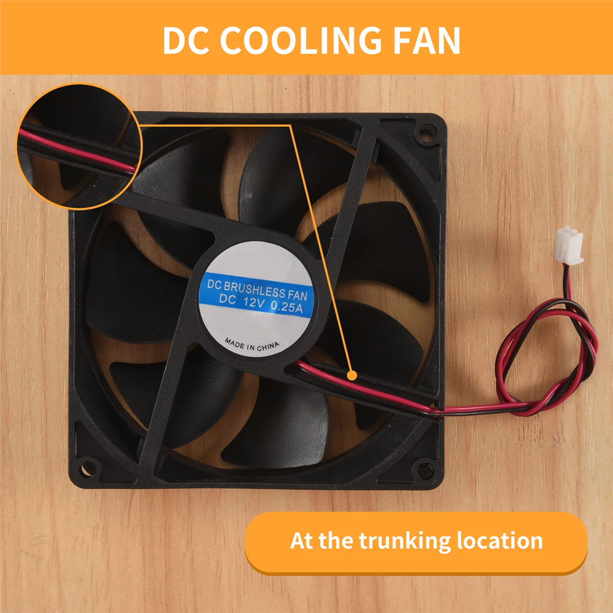 SMIEA Black Plastic Square 9025 90 x 90 x 25mm DC 12V 0.25A Cooler Fan