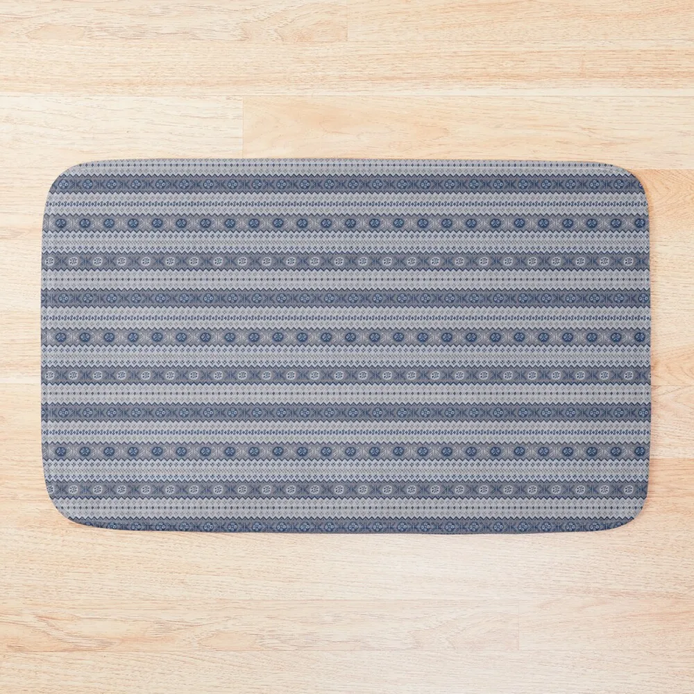 

Granny’s Fairisle - Grey Bath Mat Non Slip Carpet Non-Slip Bathtub Bathroom Items Bath Room Acessories Mat