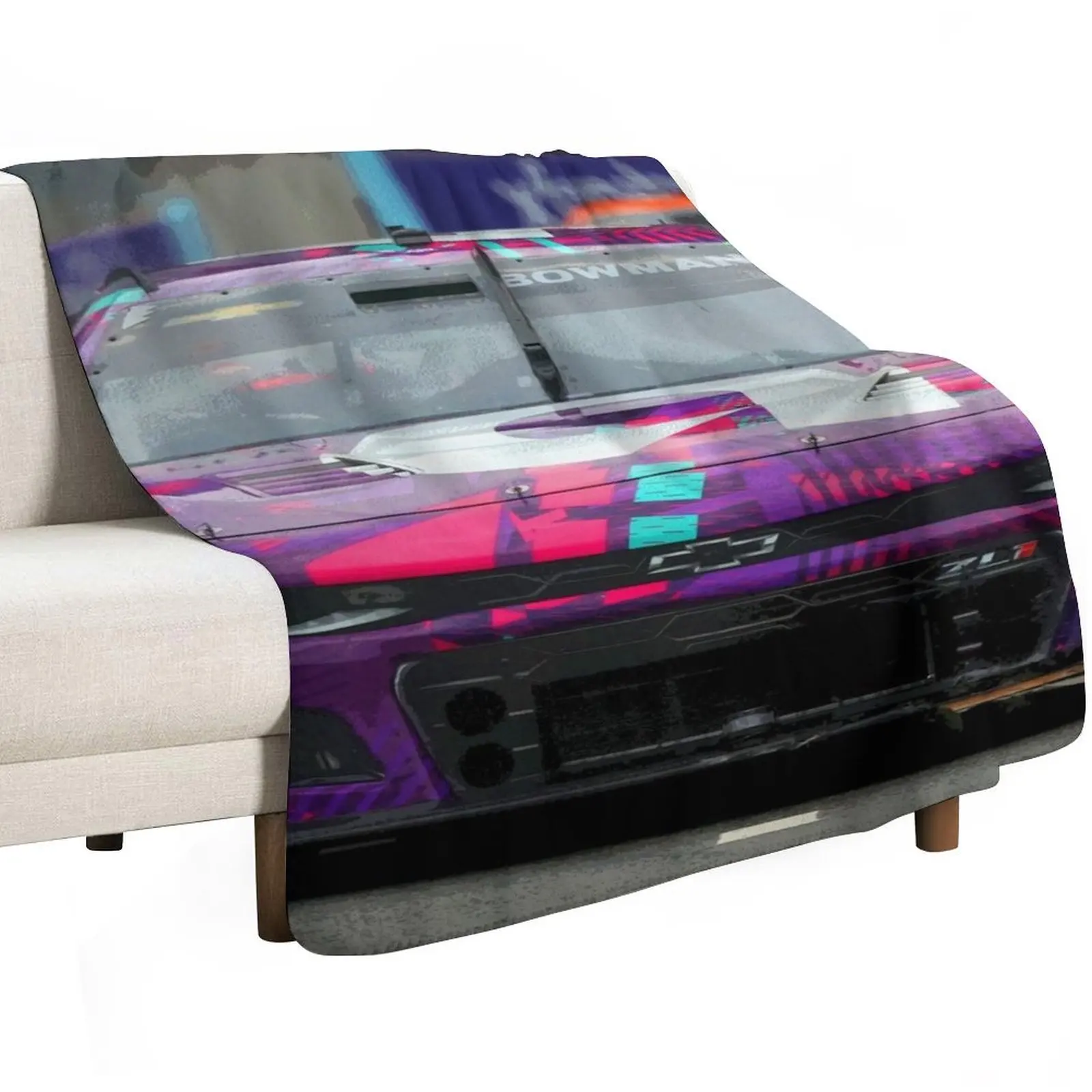 Alex Bowman racing on the Chicago street course 2024 abstract Throw Blanket Warm Cozy Throw Blanket for Living Room Couch