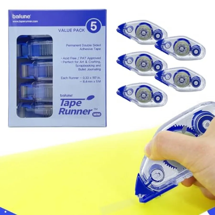 

Double Sided Adhesive with Dispenser Roller cluded - Acid Free, Sticky, Clear and Transparent - Ideal for Scrapbookg, Crafts an
