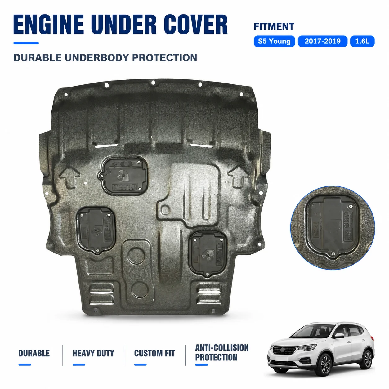 Custom Fit Under Engine Shield For Haima S5 Young 2017-2019 1.6L Heavy Duty Anti Collision Design Road Debris Defense