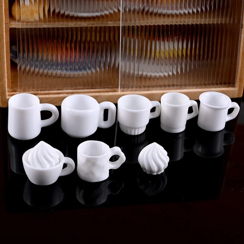 10Pc 1/12 Dollhouse Simulation Pure White Simple Cup Model Dollhouse Miniature Kitchen Decoration Micro Scene Construction Props