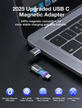 AUFU 240W magnetický USB-C adaptér s rychlým nabíjením, typ C na USB-C, USB4 konektor 40 Gbps 8K60Hz pro Thunderbolt 4 3 iPhone 16 Macbook 12 nejlepší prodej Asus XG Station Pro EGPU - №8