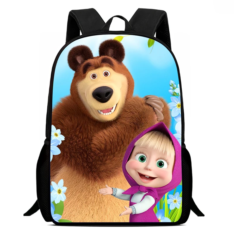 

Mochila School Backpack,Cartoon M-masha andthe b-ear School Bag for Girls Boy,Light Weight Kid Backpack for Kindergarteen