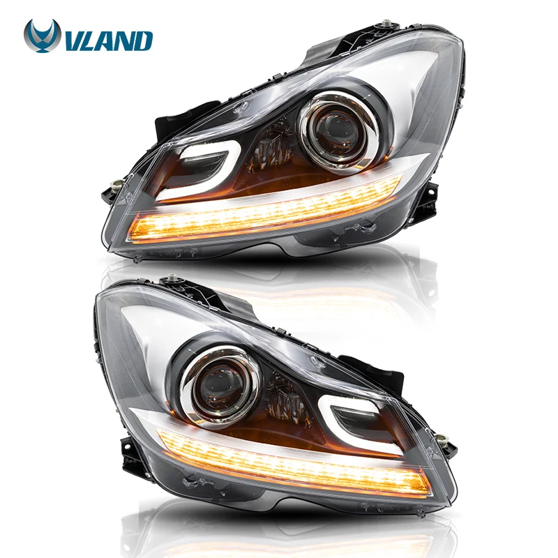 

VLAND Manufacturer Оптовая продажа с фабрики Полностью светодиодные фары W204 2011-2014 Модифицированная передняя лампа автомобиля для Mercedes-Benz C Class